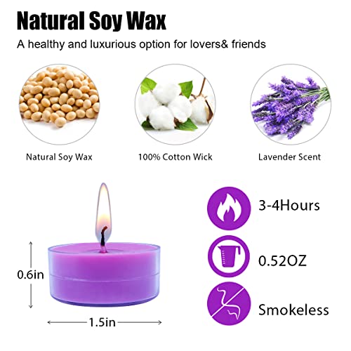 Soyyla Tealights Candles Clear Cups Soy Candles Long Lasting Tea Lights For Weddings Birthday Festival Celebration Party Candle Gardens (Lavender, 12 Pack) #TOP6