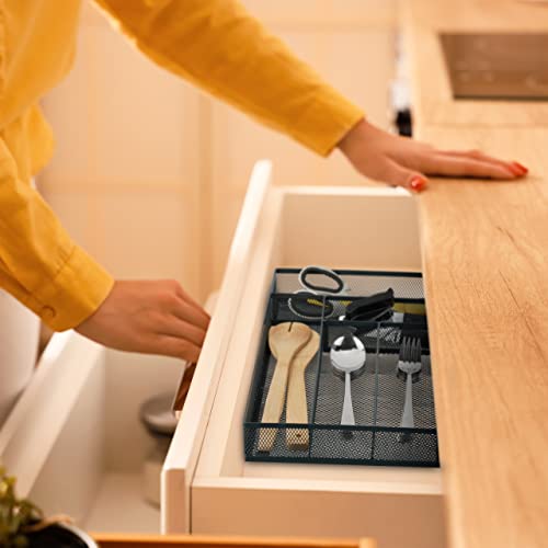Range-couverts en métal anthracite Relaxdays à 6 compartiments pour tiroir