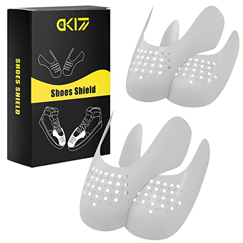 DK177 2 Pairs Sneaker Crease Protectors, Against Toe Box Shoe Creases, Anti Wrinkle Sneaker Shoe Crease Guards, Crease Protectors for Air Force 1, Women's UK Size 7-12 - Grey