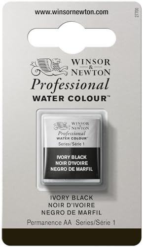 Image of Winsor & Newton Professional Water Color with Half Pan, Ivory Black