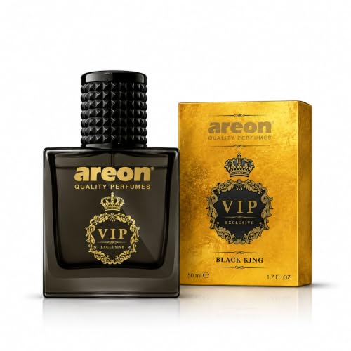 Image of AREON Black King Gold Car Perfume Spray - 1.7 Fl Oz Glass Bottle Air Freshener - Long-Lasting Fragrance for Car Interior - Premium Auto Air Freshener - Elegant Scent (50ml)