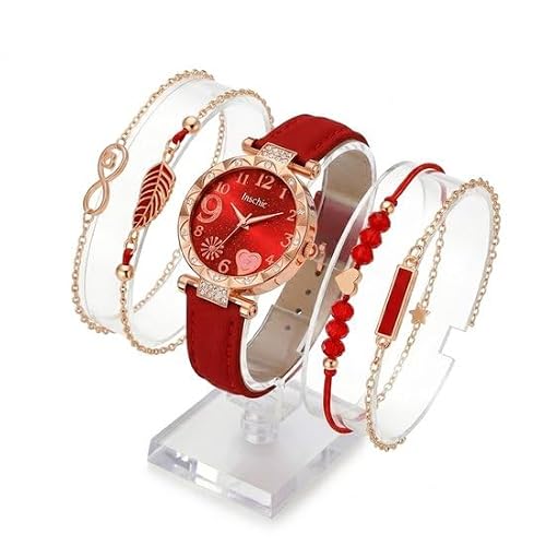 Nuvex Armband Set Goldfarben und Rot- mehrfarbiges Design