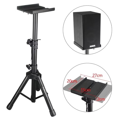 Image of Softline Pro Heavy Duty Tripod Studio Monitor Stand Adjustable Height Foldable Tripod Legs Non-Slip Rubber Pads Foldable Monitor Speaker Stands - Single (SP 800 VP)