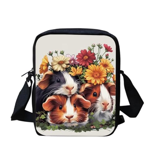 Cute Guinea Pig Small Crossbody Bags for Women Canvas Mini Messenger Bag Cell Phone Crossbody Wallet Purses with Adjustable Strap