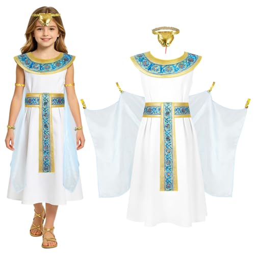 Alaoo Disfraces Niños Cleopatra, 4PCS Egipcia Vestido Niña, S