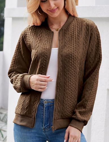 Image of Larmliss Women's Zip Up Cardigan Sweater Hoodies Long Sleeve Jacket Crewneck Casual Outerwear Spring Fall Trendy Coat Outfits