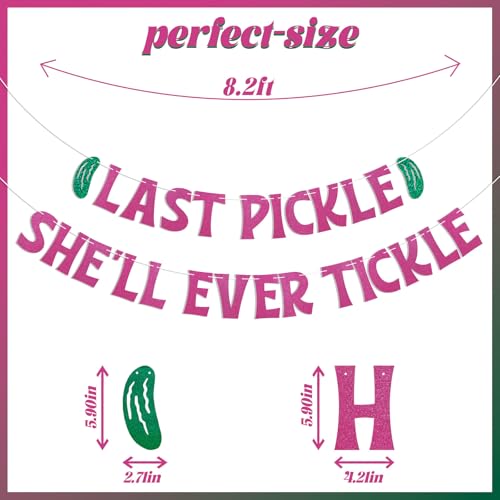 Image of Last Pickle She'll Ever Tickle Banner - She Found Her Match Sign, Funny Pickle Wedding Bridal Shower Bachelorette Party Decorations Hot Pink