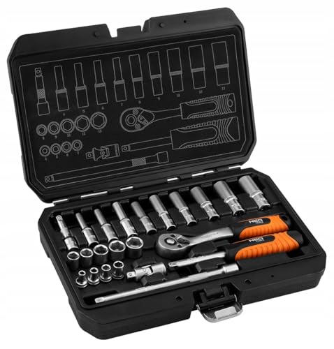 Zestaw kluczy nasadowych ¼” NEO TOOLS (23 elementy)