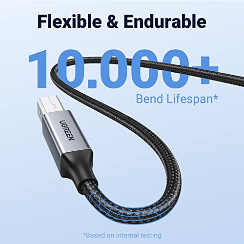UGREEN USB A to B Printer Cable,Braided USB 2.0 Type A to USB B Male Lead, MIDI Cable Compatible with MIDI Keyboard/DJ Controller, Epson/HP/DeskJet/Envy/Lexmark/3D/Dell/Brother/DAC/Scanner (2M) - Image 4