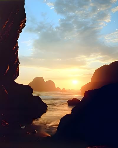 Impact Posters Gallery Ocean Sunset & Rocks Scenery Nature Mountain Wall Decor Art Print Poster (16x20)