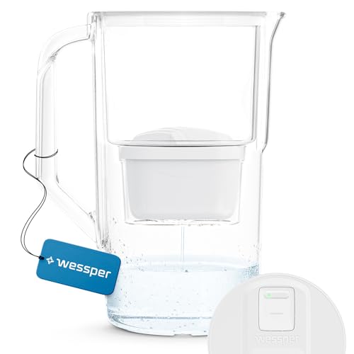 Wessper Jarra Filtradora de Agua 2,8L con contador LED | Reemplazo para Dafi Unimax Aquaphor A5 BRITA Maxtra+ PHILIPS AWP212/10, Filtro Reduce la cal y Cloro | Jarra Filtrante + 1x cartucho | Blanco