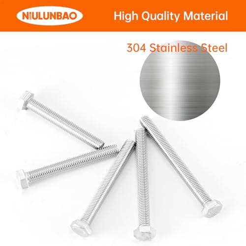 Image of M8 x 60mm 65mm 70mm 75mm 80mm Heavy Duty Hexagon Bolts Hex Head Screws, 304 Stainless Steel, Machine Fully Thread, Metric, Bright Finish, Assortment Kit 10PCS