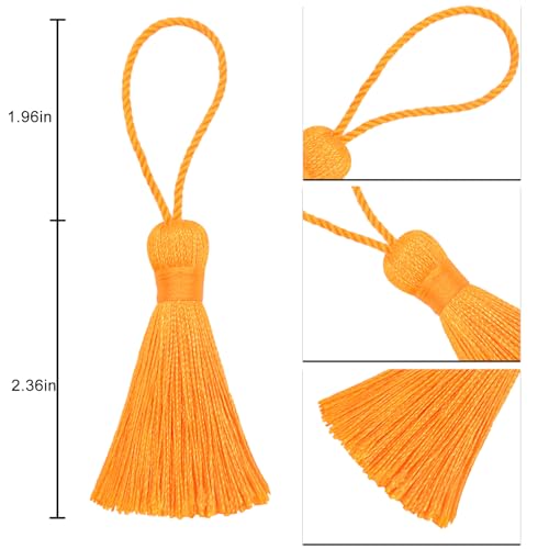 Image of 20Pcs 4.3 Inch Mini Craft Tassels for Earrings, DIY Crafts(Golden Yellow) | Handmade soft terylene, 2-inch cord loop, small Chinese knot-for earrings, bookmarks, tags, souvenirs and DIY crafts.