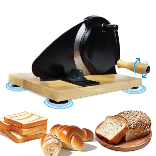 Manual Bread Slicer for Homemade Sourdough Versatile Hand Crank Cutter for Crusty & Artisan Breads,...