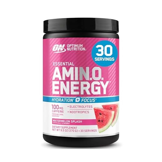 Optimum Nutrition Amino Energy Powder Plus Hydration, with BCAA, Electrolytes, and Caffeine, Watermelon Splash, 30 Servings (Packaging May Vary)
