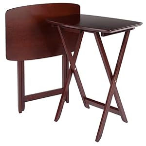 Winsome Darlene Set of 2 Foldable Snack Tables, for Living Room, 26″, Walnut