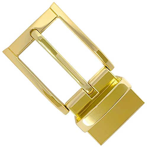 Belts Z32278R-Clamp-Gold Simple Classic Polished Reversible Belt Buckle Fits 1-1/4 Inch Wide Belt Strap cover