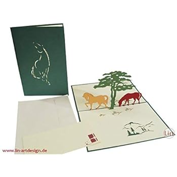Lin Carte Pop Up 3d De Vœux D Anniversaire Motif Chevaux Amazon Fr Fournitures De Bureau