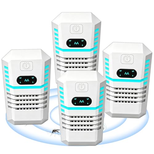 Repelente de plagas ultrasónico, paquete de 4 disuasivos electrónicos de ratas con 3 modos, enchufe disuasorio electrónico de ratas para interiores, dispositivo de control de plagas para ratones