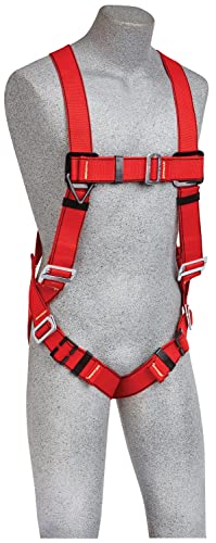 Image of 3M Protecta PRO 1191379 Fall Protection Full Body Welders Harness With Back D-Ring, Pass Thru Legs, 420 Pound Capacity, Medium /Large, Red /Black