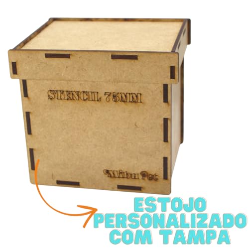 Conjunto de Moldes Stencil 75mm em MDF, Madeira
