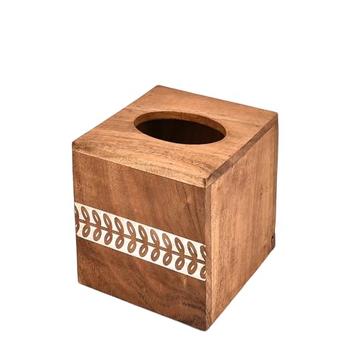 Bhavatu Tissue Holders Acacia Wood Square Cover for Facial Tissues | Adds Rustic Charm to Any Room's...