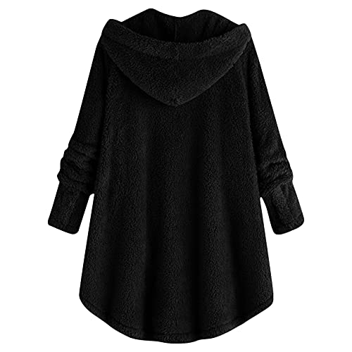 Womens Sherpa Jacket 2022 Casual Long Sleeve Fleece Coats Lightweight Fuzzy Cardigan Outerwear Plush Tops Plus Size Relaxed Fit Fluffy Overcoat With Pockets(J Black,X-Large) #TOP2