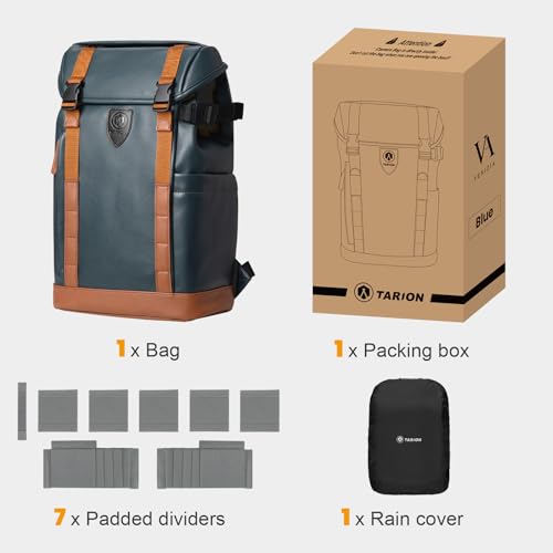 TARION Camera Backpack: Professional Camera Bag Backpack with 14 inch Laptop Compartment, DSLR Rucksack Photography Bag with Rain Cover for Lens Tripod Cameras(M,Blue) - Image 9