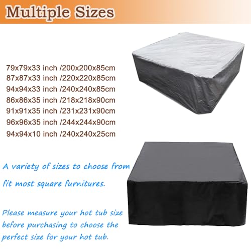 Funda impermeable para jacuzzi 86x86x35 pulgadas negra miniatura 4