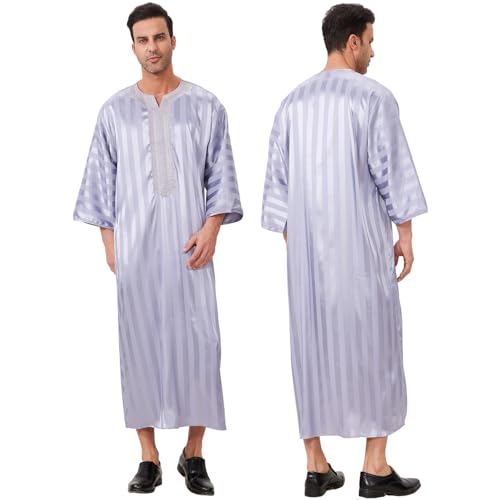 zhxinashu Thobe for Men Islam Half Sleeve Mens Kaftan Thobe Muslim Men Clothing3
