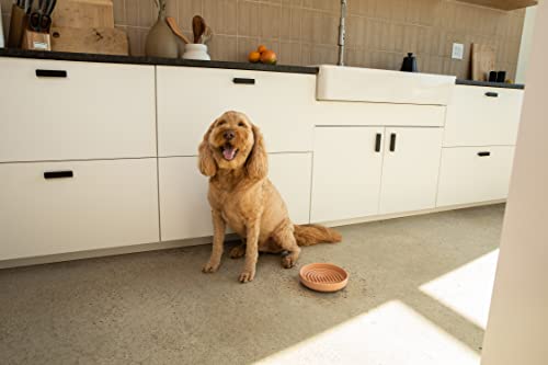 Slow Feeder Dog Bowl: The Slowdown Bowl Is A Modern, Silicone Puzzle Bowl & Lick Mat. Slow Eating, Stop Gulping, Take It Easy. Dishwasher Safe. (Blush) #TOP3