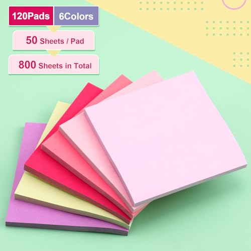 Image of Fainne 120 Pack Sticky Notes Bulk 3x3 Multicolor Self Stick,Vivid Color