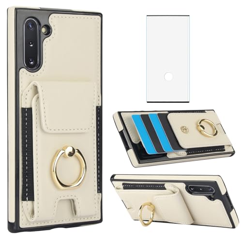 Coque Samsung Note 10 5G Asuwish étui portefeuille cuir verre trempé écran anneau Note10 Pro