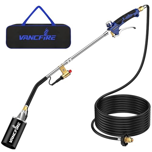 Propane Torch Weed Burner Kit with Storage Bag High Output Blow Torch with 10 FT Hose & Turbo Trigger Heavy Duty Flamethrower with Igniter for Weeding Asphalt Melting Ice Snow Melting Campfire(33)