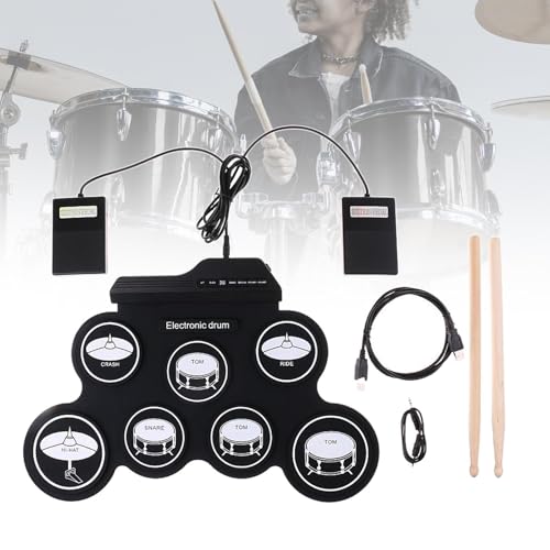 Batterie électronique compacte en silicone et rouleau de percussion portable - 7