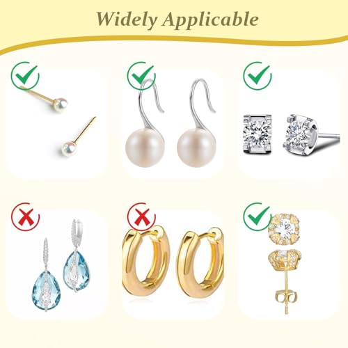 20 Pcs Locking Earring Backs, Glod Silicone Replacement for Droopy Ears Heavy Studs, Premium Hypoallergenic Soft Earing Backs for Women Men Jewelry Collection Daily Use Special Occasions