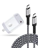 45W Nintendo Switch Charger AC Adapter with 6FT 60W USB C Braided Cable for Nintendo Switch/OLED/Lite/Steam Deck, TV Mode Docking Station, Fast Travel Wall Plug for iPhone 17e 17 Pro 16 iPad Air/Pro