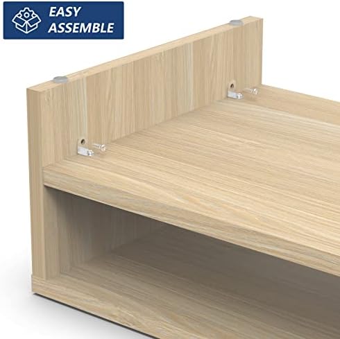 FITUEYES 2 Tiers Monitor Riser Stand 54cm Large Computer Laptop Stand with Keyboard Storage Space, Home Office Supplies, Desk Organizer Oak