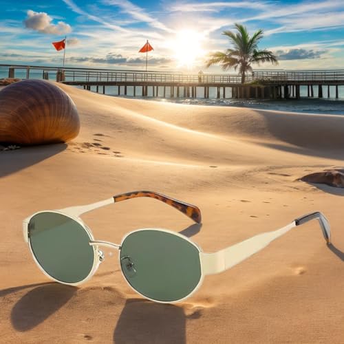 Vintage-Inspired Oval Metal Sunglasses for Women, Fashion Look Sunglasses