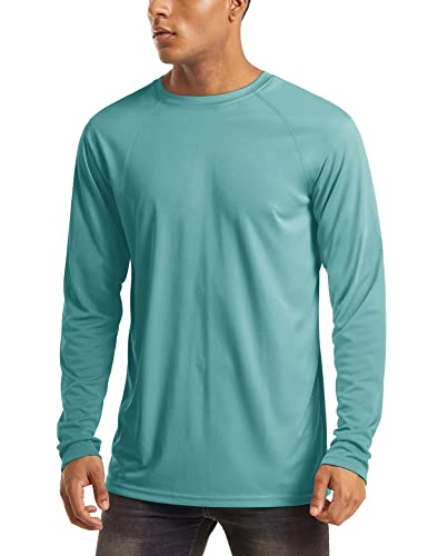 Hiking Shirts For Men Long Sleeve Running Shirts Quick Dry Shirts For Men Baselayer Shirt Men Performance Sun Tshirt Rash Guard For Men Beach Shirts Grey Green #TOP5