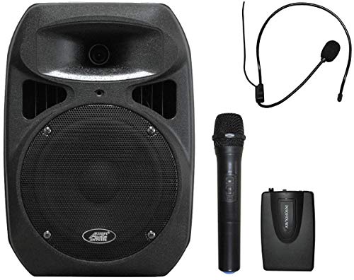 Audio2000'S S6408X Portable Wireless PA System with One Handheld Wireless Microphone, one Headset