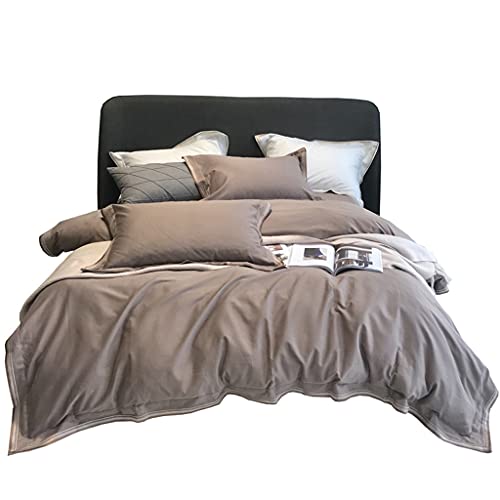 Parure de lit 4 pièces pur coton marron douceur absolue pour des nuits sereines lit 1.8m