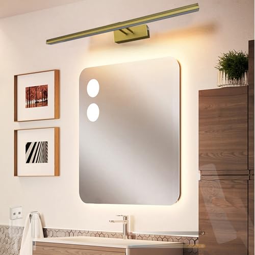Aplique de pared LED de 40cm dorado con batería USB recargable y rotación de 180 grados para espejo