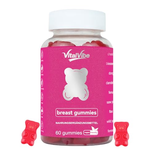 VitalVibe Brustvergrößerung - Gummibärchen für Frauen | Workout Aid | 9 Kräuterextrakte | Essentielle Vitamine | Beerengeschmac - Für vollere, festere Brüste 60 Gummies (1, Brust)