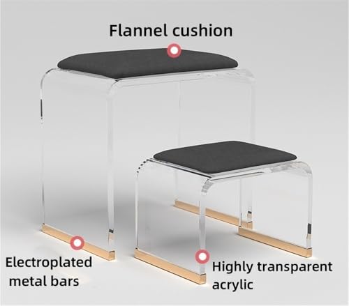 Tabouret de coiffeuse gain de place en acrylique transparent pour optimiser la chambre - 4