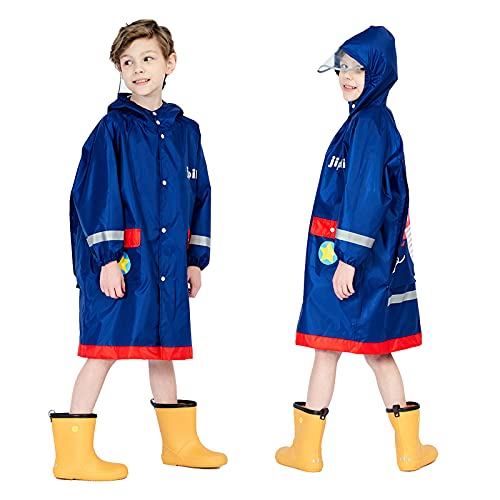 Baogaier Tuta Pioggia Antipioggia Ragazzo Impermeabile con Cappuccio Blu Aerei Bambini Bambino Giacca Impermeabili Pantaloni Mantellina Tute Portatile Sportivo Jogging Bambini 8-12 Anni