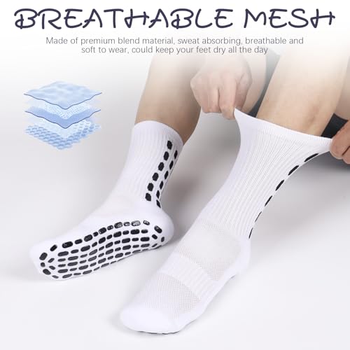Image of Barrlves 6 Pairs Grip Soccer Socks Colorful Non Slip Sports Football Basketball Hospital Yoga Socks for Men Women