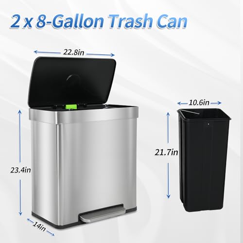 Caneca dual 60L acero inoxidable con tapa Dkelincs miniatura 3