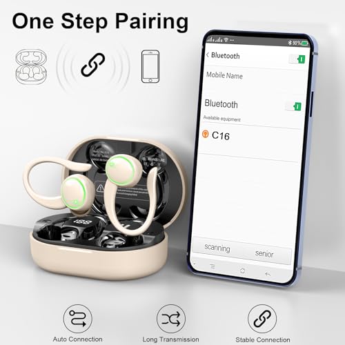 Image of Matast Wireless Earbuds, Bluetooth Headphones Sports, Bass Fitness Earphones Gym Running, IP7 Waterproof Headset with Earhook Workout, Playback Over-Ear Buds with ENC Noise Cancelling Mic