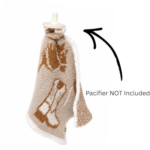 Image of USA Cowboy Hat, Horse, Boot Baby Lovey Pacifier /Teether Holder 10 inchx10 inch - DreamSoft Plush Fluffy Cuddly Soothie Reversible Mini Comfort Blanket Cute Newborn Gift Boys Girls (Tan /White)